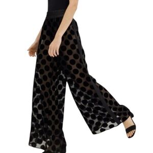 NWOT Victoria's Secret Black Dot Sheer Wide Leg Pants - Size XL